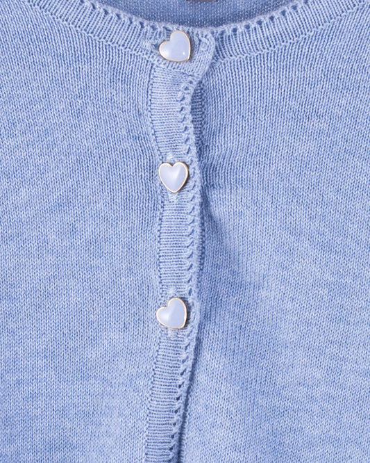 Betsy Sky Blue Mélange Cardigan with Butterfly Buttons - Cardigan