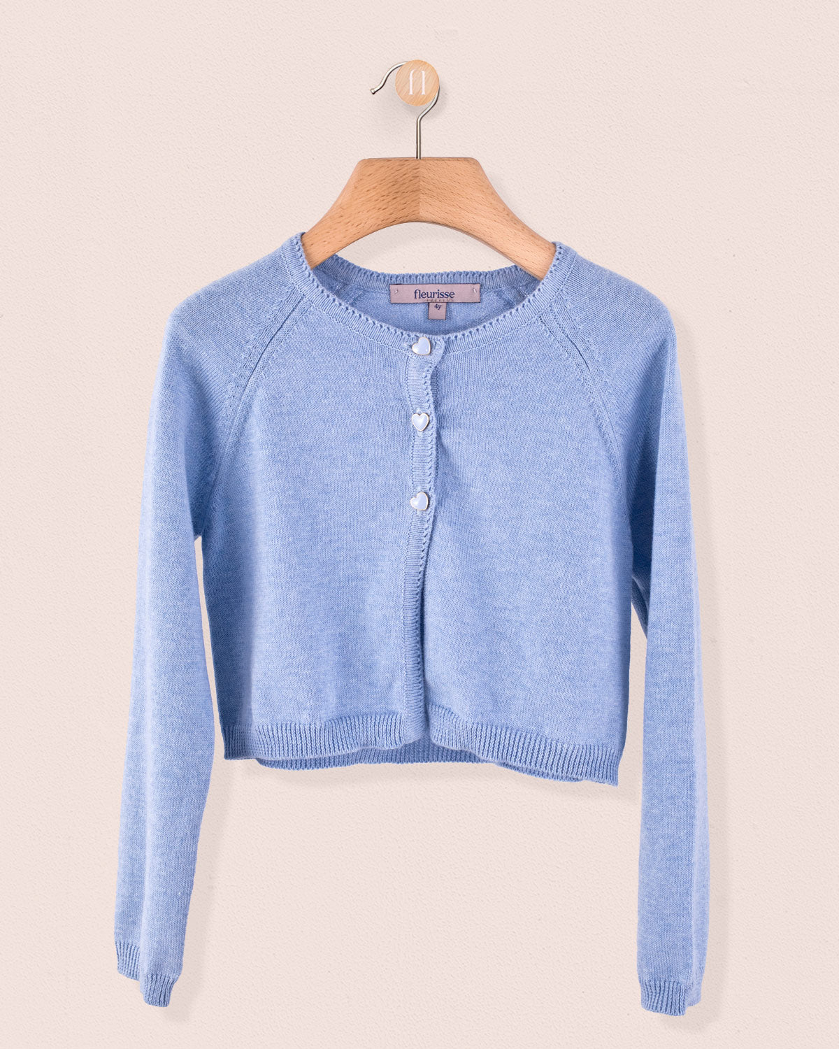 Betsy Sky Blue Mélange Cardigan with Butterfly Buttons - Cardigan