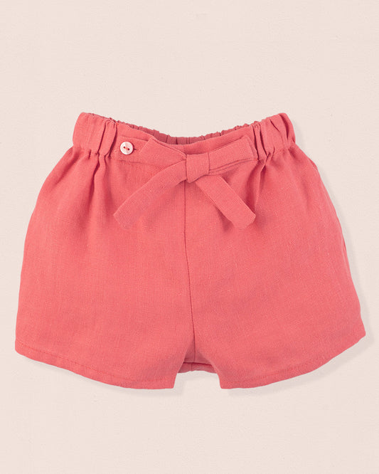 Iris Rose Coral Linen Shorts - Pant