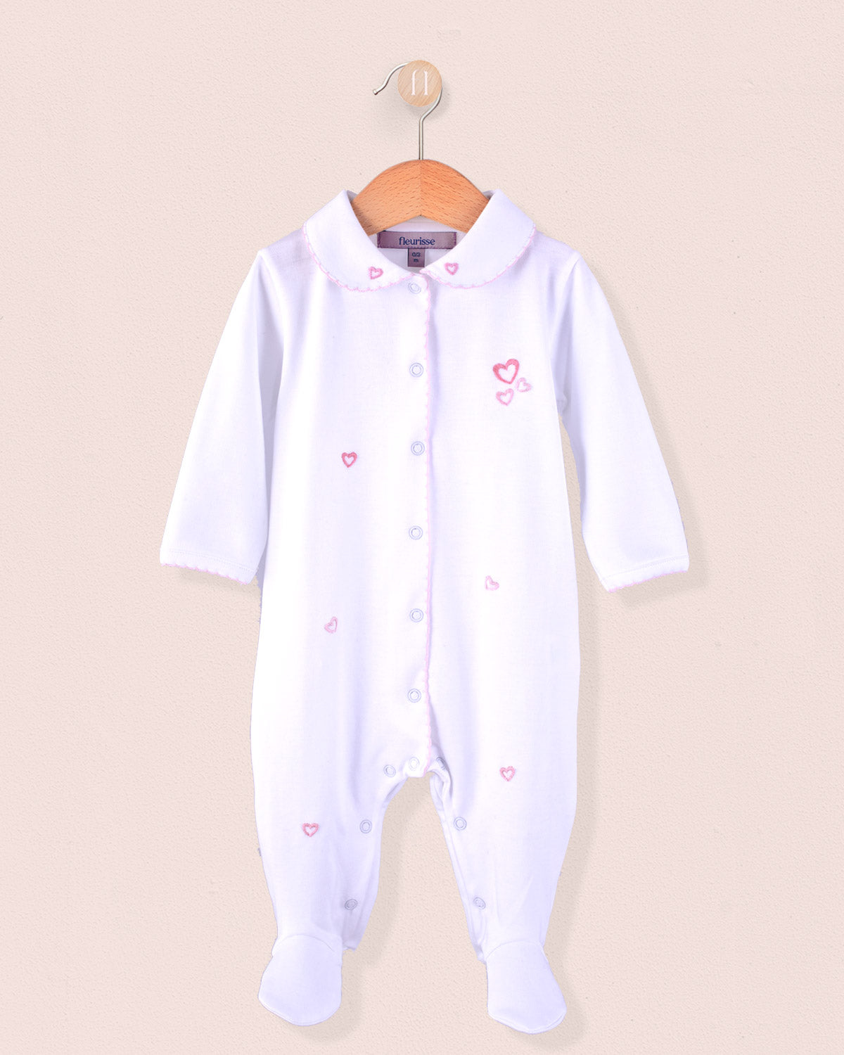 Pima Embroidered Primrose Hearts Stretchie - Stretchie