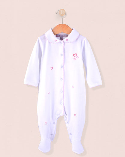 Pima Embroidered Primrose Hearts Stretchie - Stretchie
