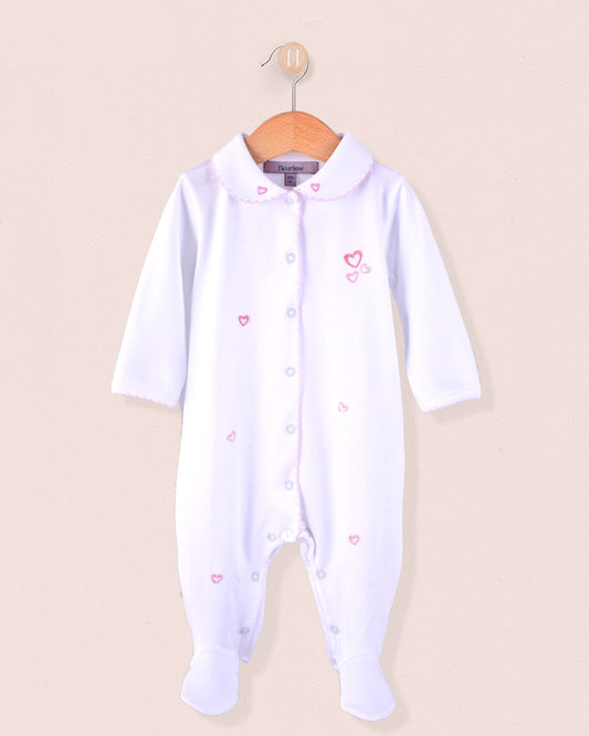 Pima Embroidered Primrose Hearts Stretchie - Stretchie