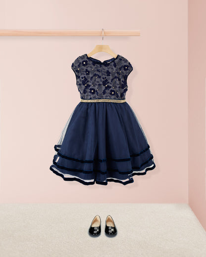 Starlight Navy Swiss Tulle Dress - Dress