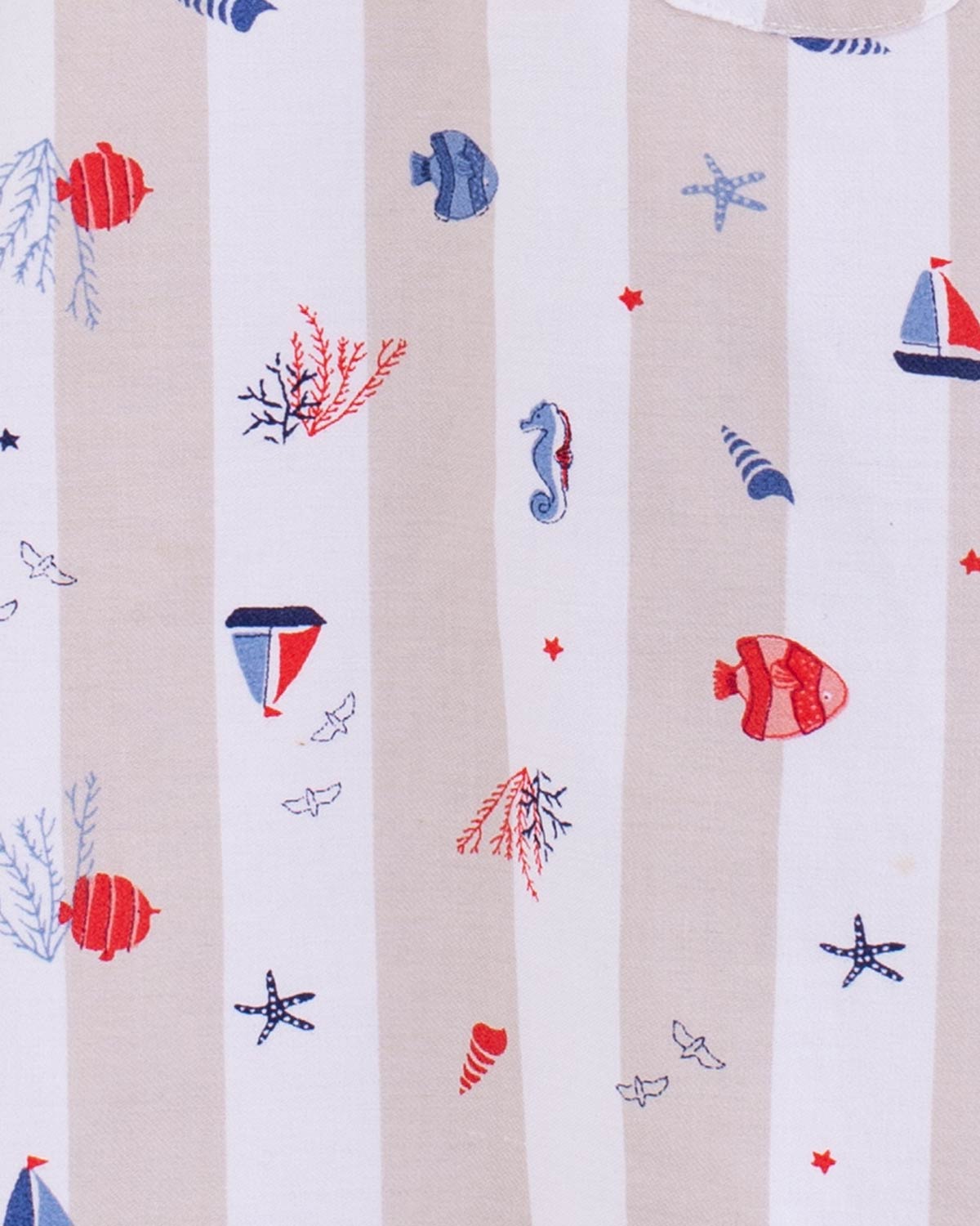 Starboard Beige Nautical Stripe Shortall - Romper