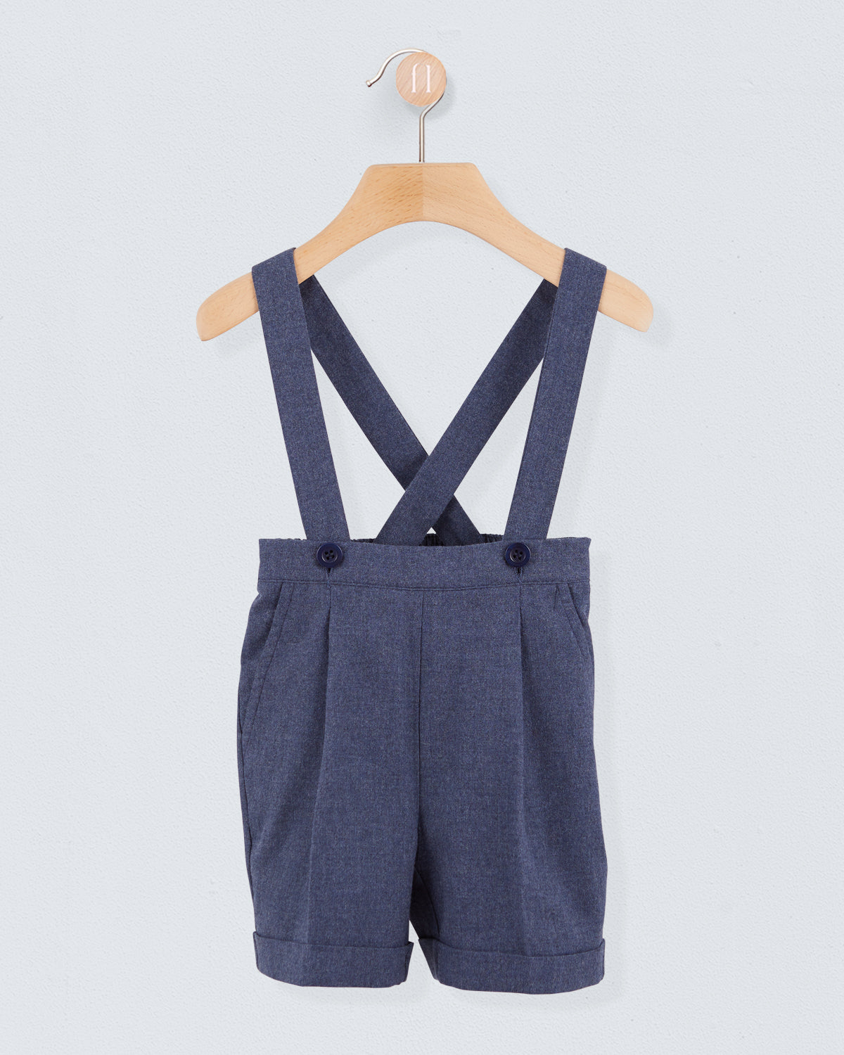 Suspender Short Adam Navy Mélange Flannel - Pant