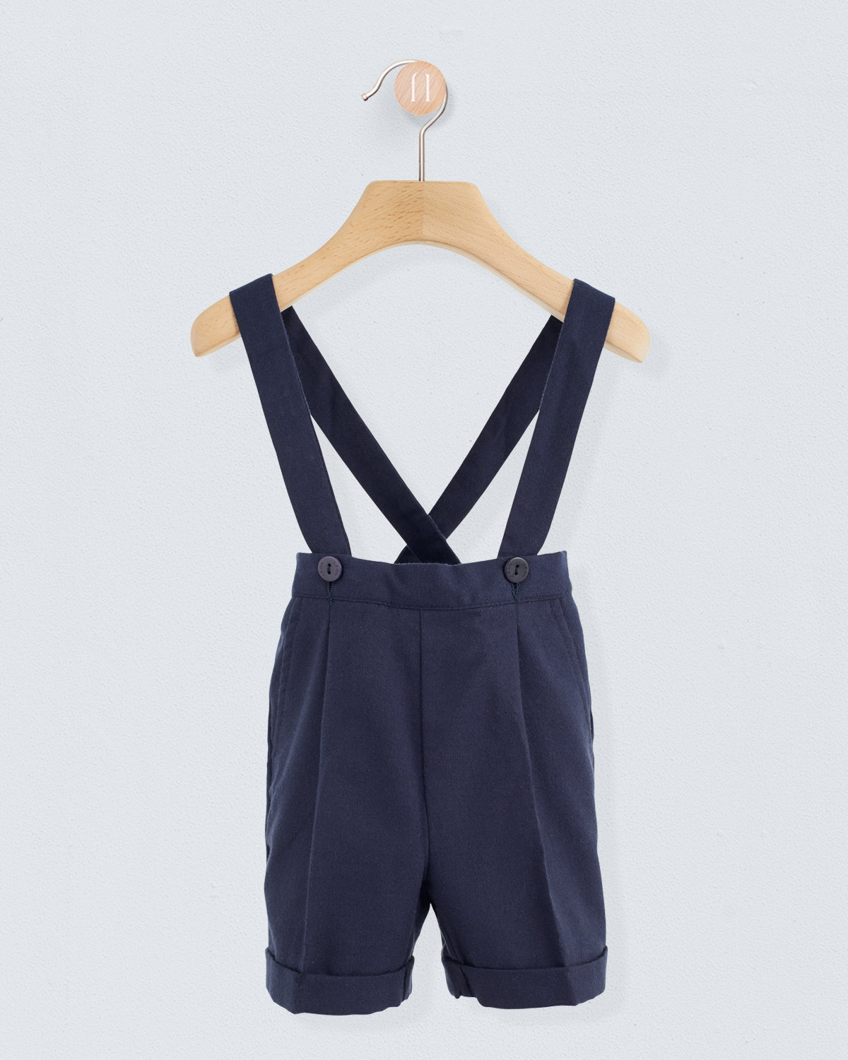 Adam Navy Flannel Suspender Short - Pant