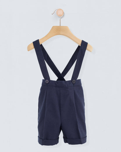 Adam Navy Flannel Suspender Short - Pant