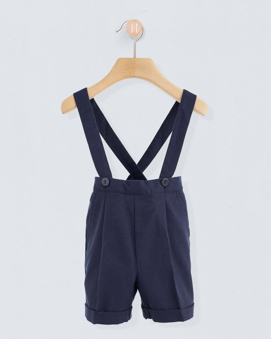 Adam Navy Flannel Suspender Short - Pant