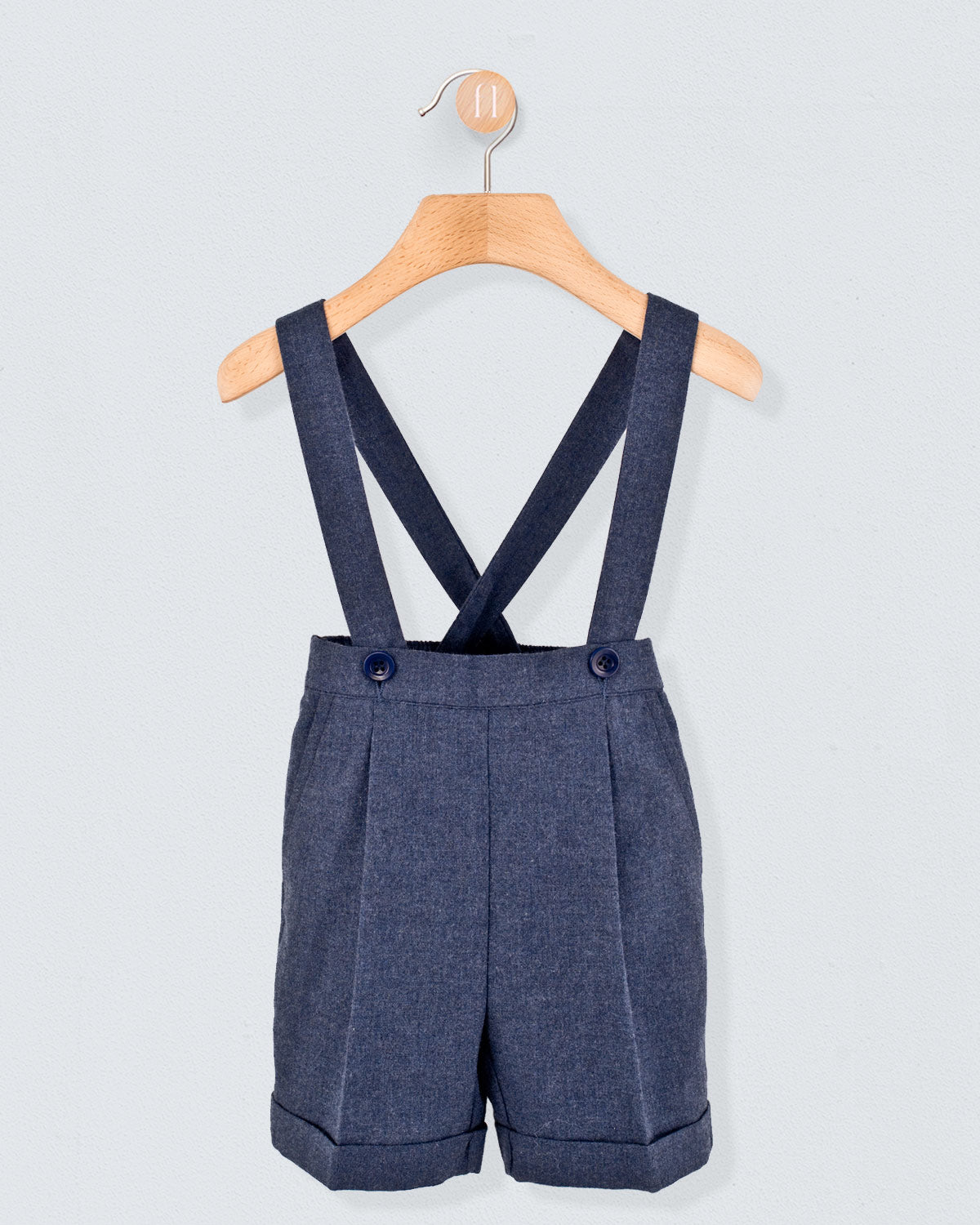 Navy blue shorts deals with suspenders