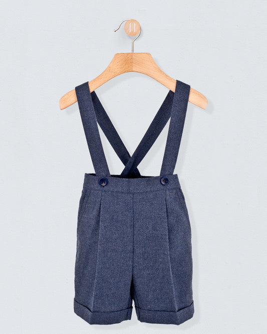 Suspender Short Adam Navy Mélange Flannel - Pant
