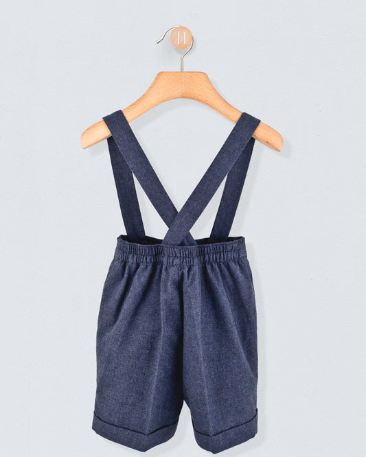 Suspender Short Adam Navy Mélange Flannel - Pant
