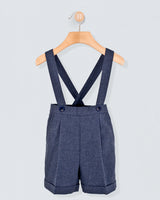 Suspender Short Adam Navy Mélange Flannel