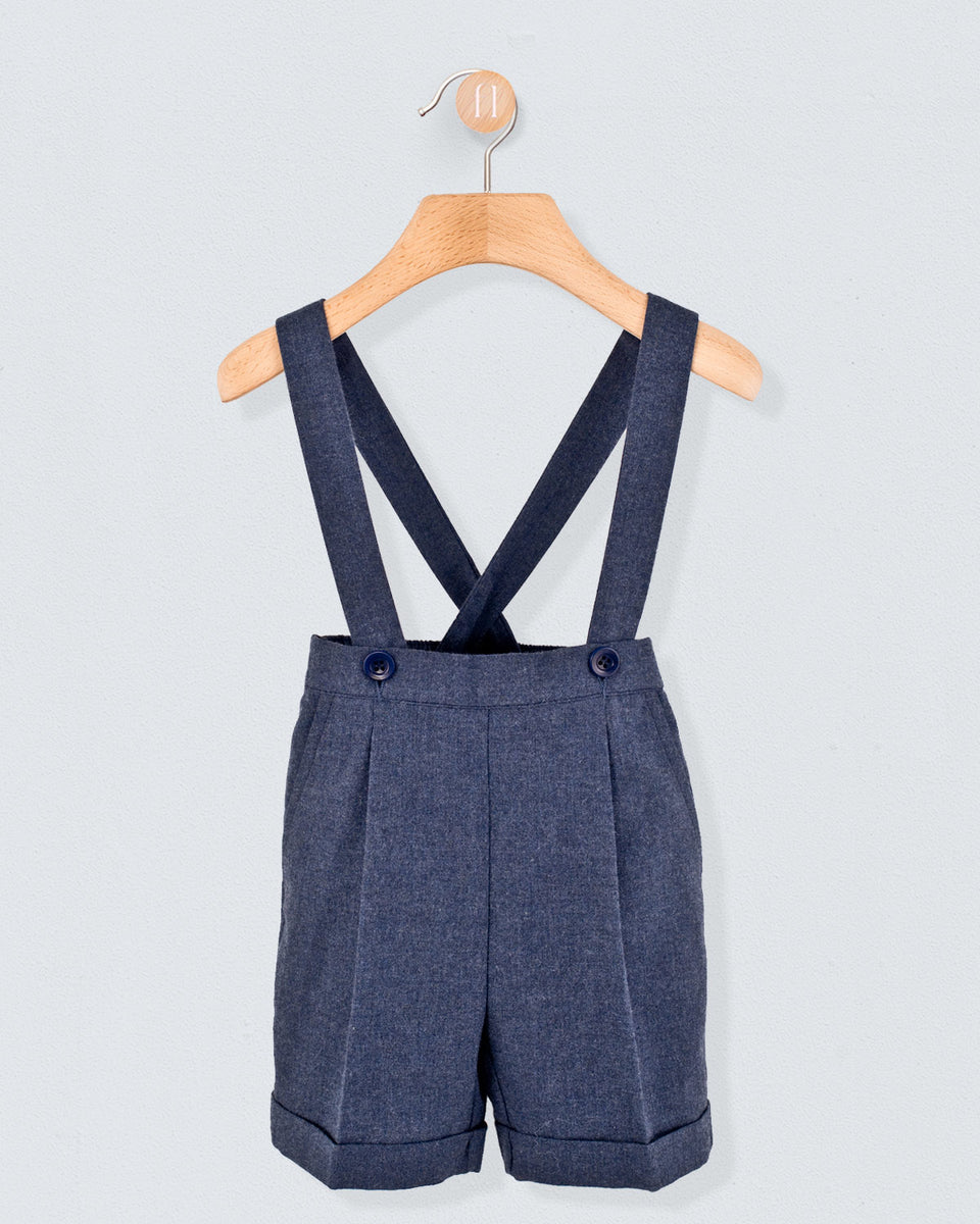 Suspender Short Adam Navy Mélange Flannel