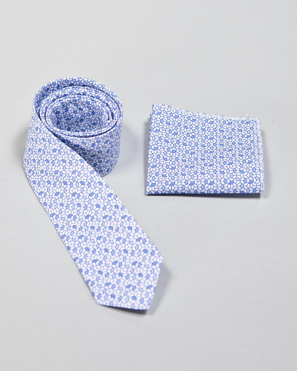 Tie and Pocket Square Mosaic Blue