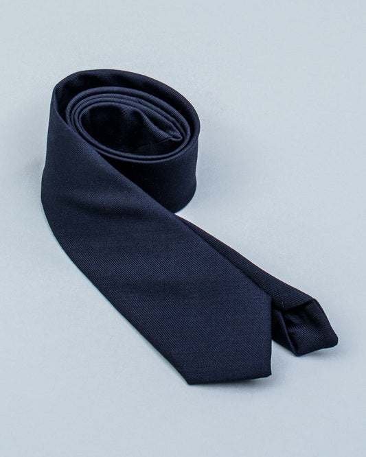 Tie Navy Virgin Wool - Tie