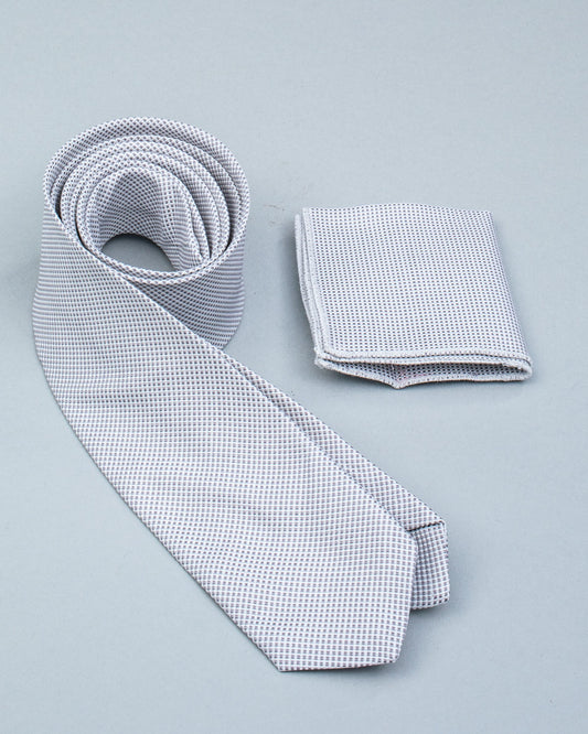 Tie and Pocket Square Silver Piave - Tie