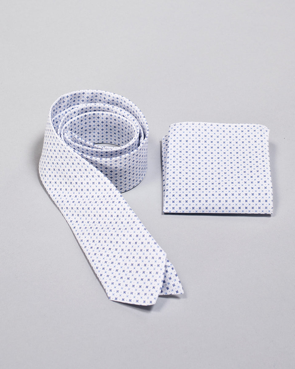 Tie and Pocket Square Blue Rock