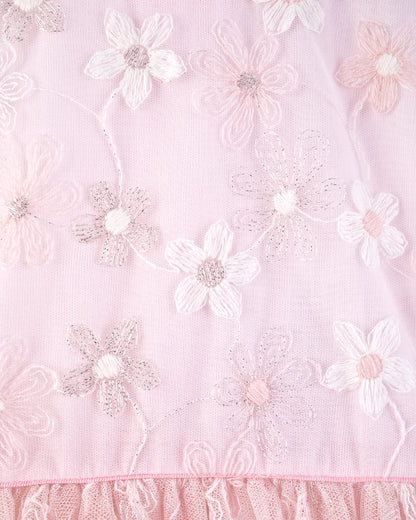 Vichy Pink Embroidered Tulle Dress - Dress