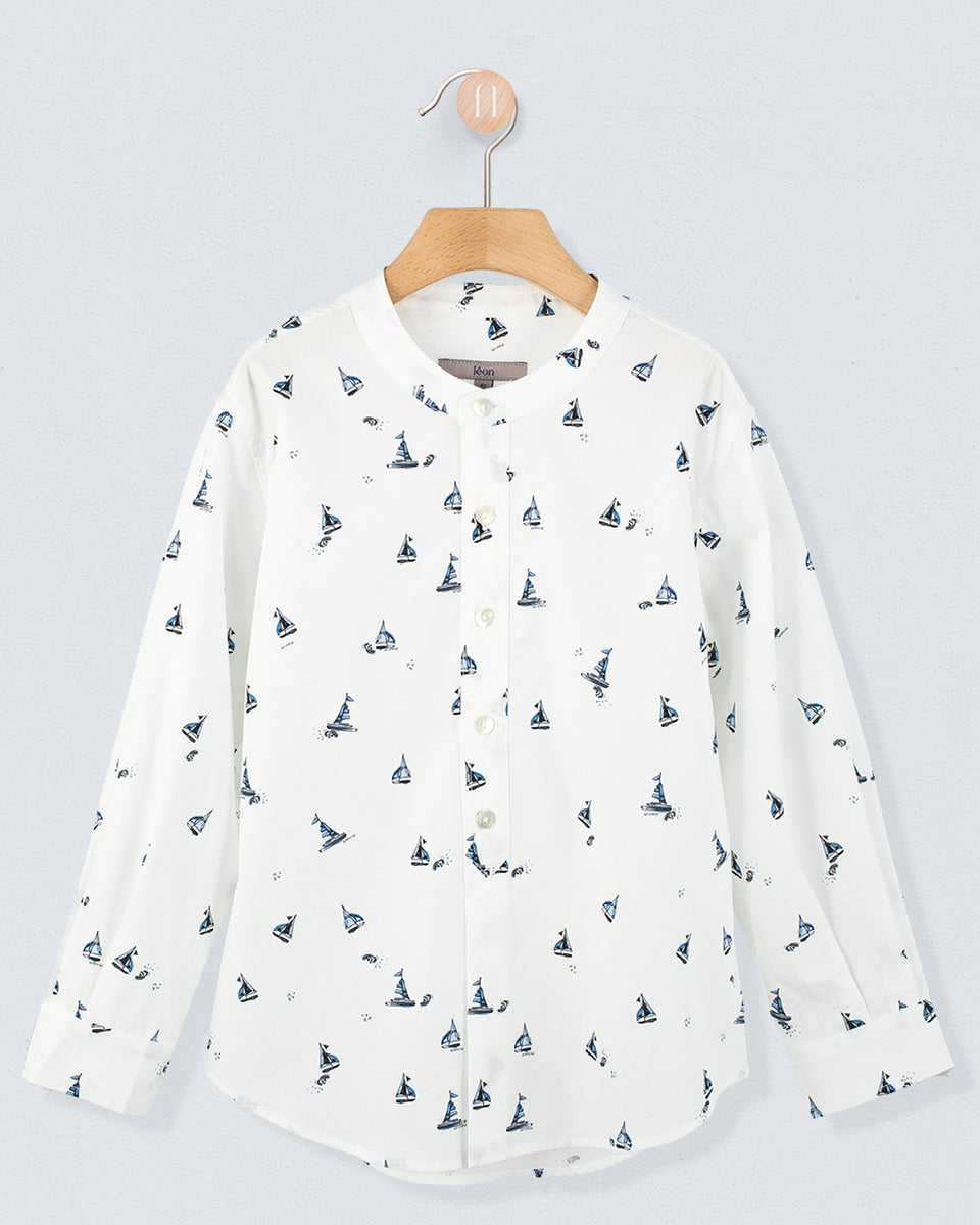 Mandarin Sailboats White Shirt
