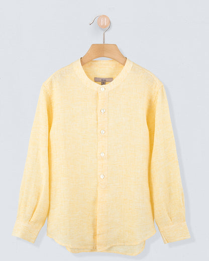 Mandarin Sunrise Linen Shirt - Shirt