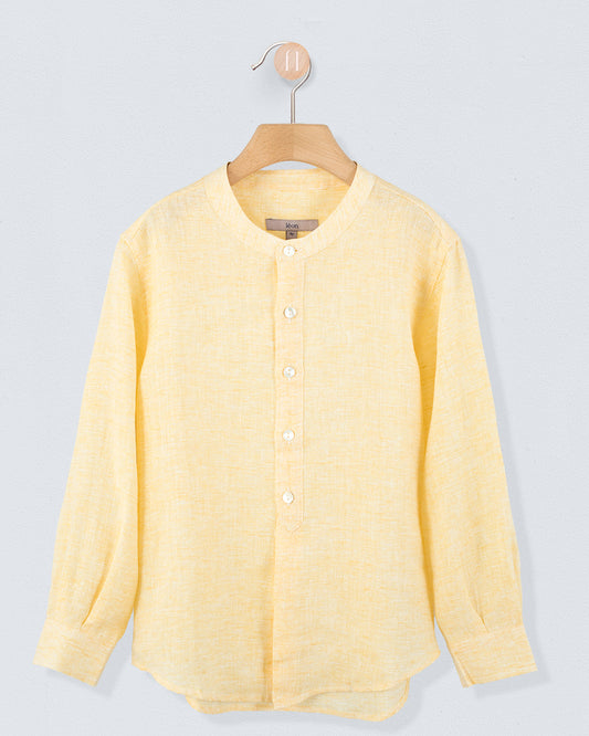 Mandarin Sunrise Linen Shirt - Shirt