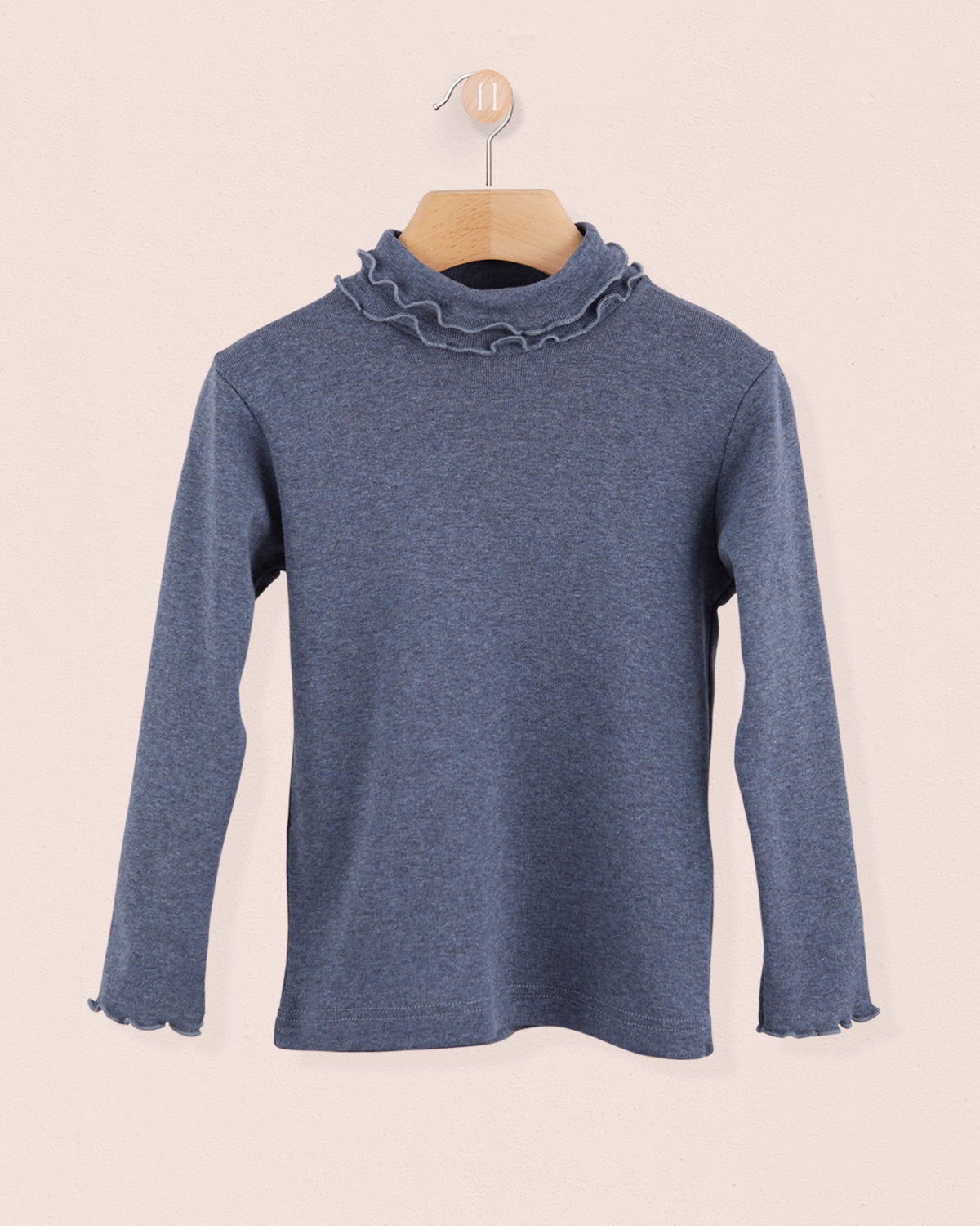 Ruffle Turtleneck Italian Brushed Cotton Jean - Jersey
