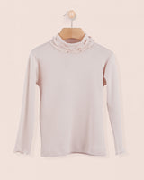 Ruffle Turtleneck Italian Brushed Cotton Blush
