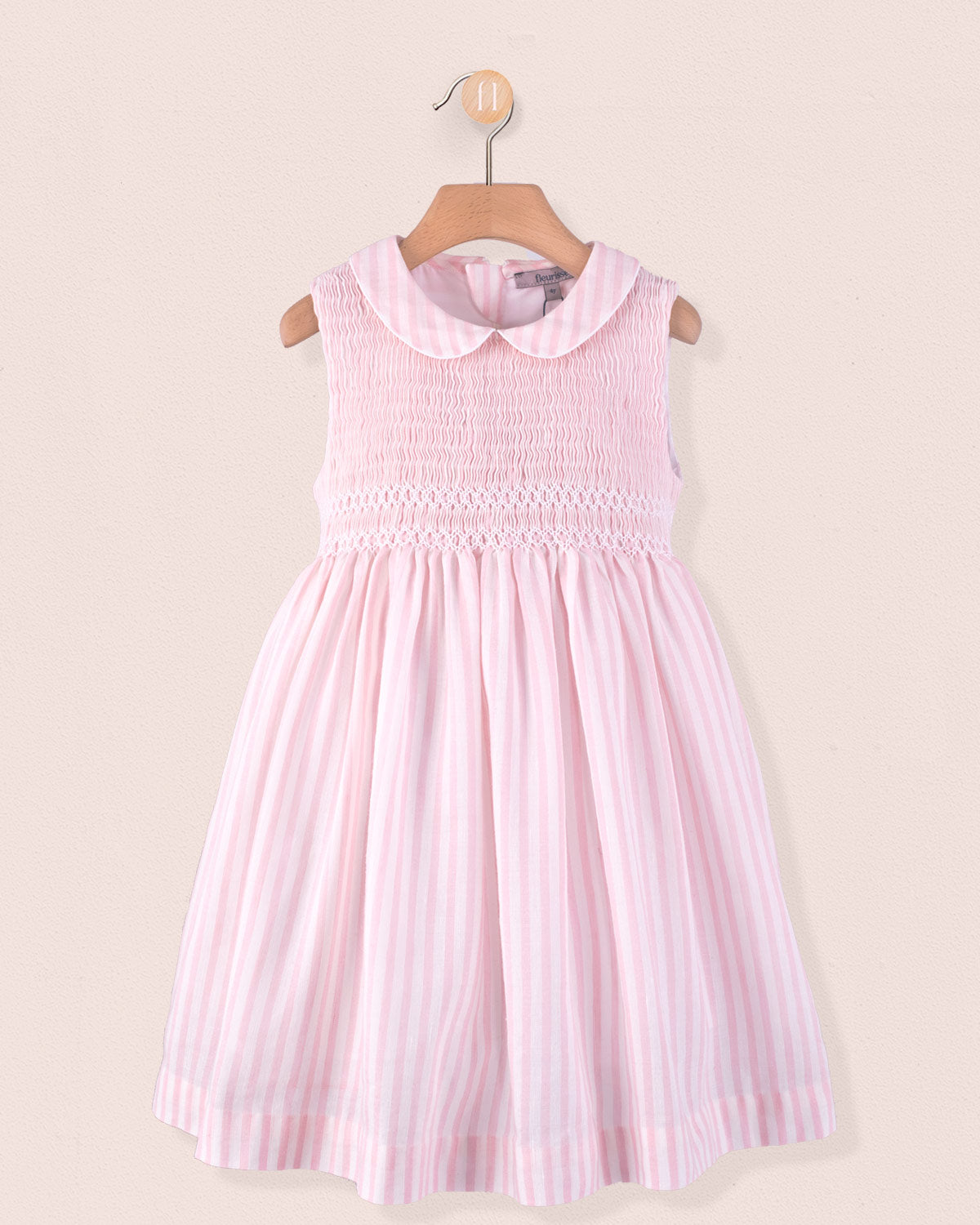 Valentine Italian Light Pink Linen - Smocked Dress