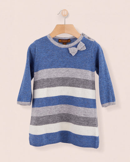 Valentina Blue and Grey Stripe Knit Dress - Baby Dress