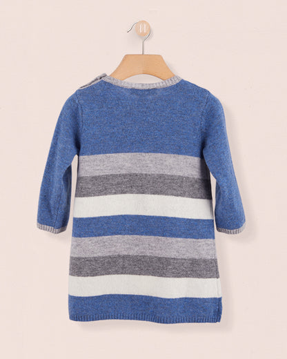 Valentina Blue and Grey Stripe Knit Dress - Baby Dress