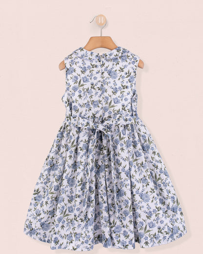 Valentine French Blue Rosebud Smock - Smocked Dress