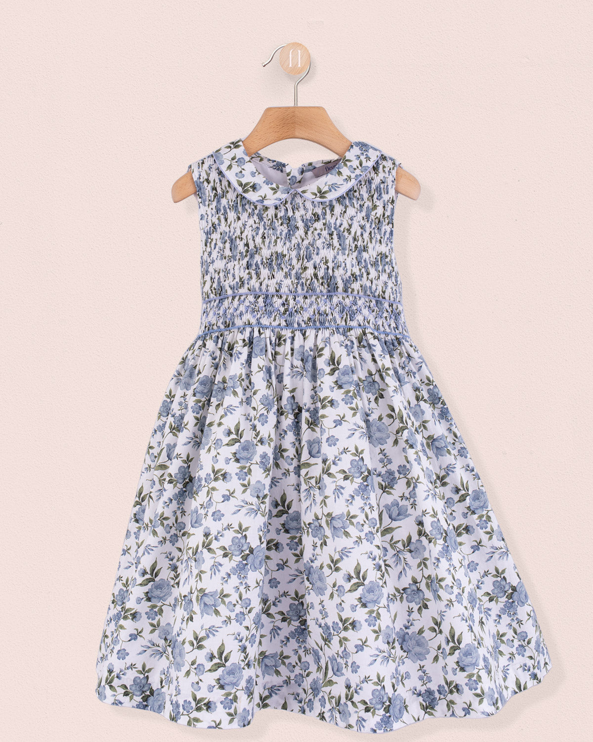 Valentine French Blue Rosebud Smock - Smocked Dress