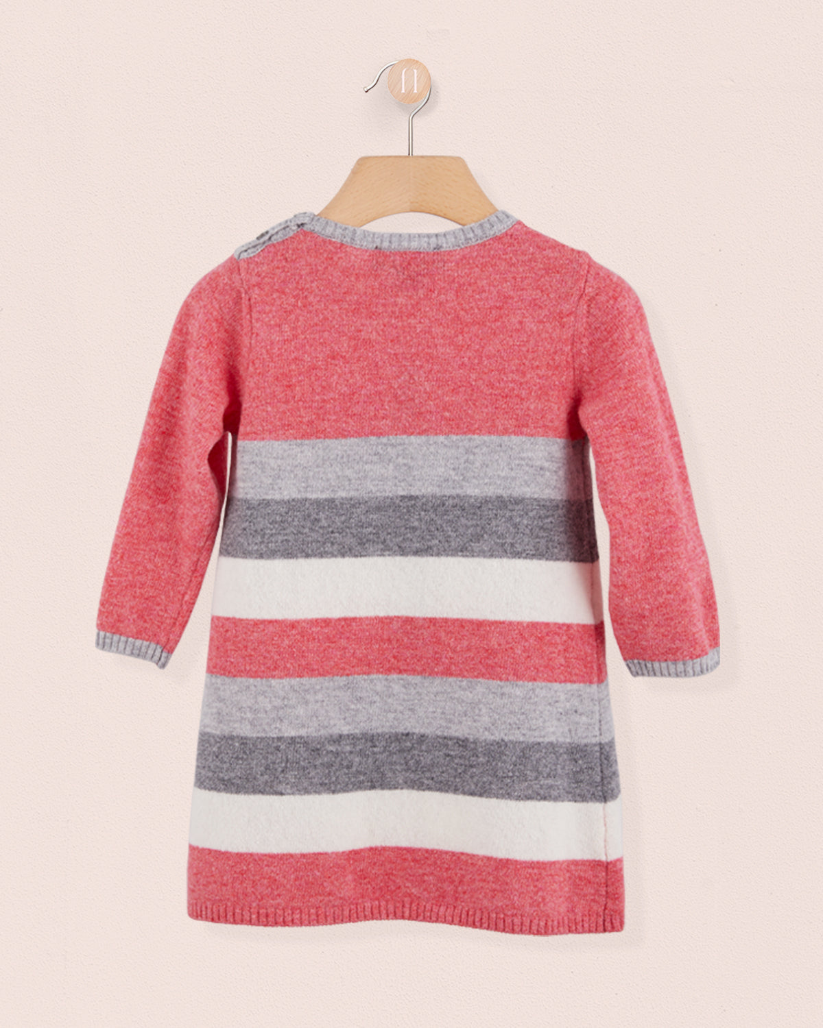 vValentina Raspberry and Grey Stripe Knit Dress - Baby Dress