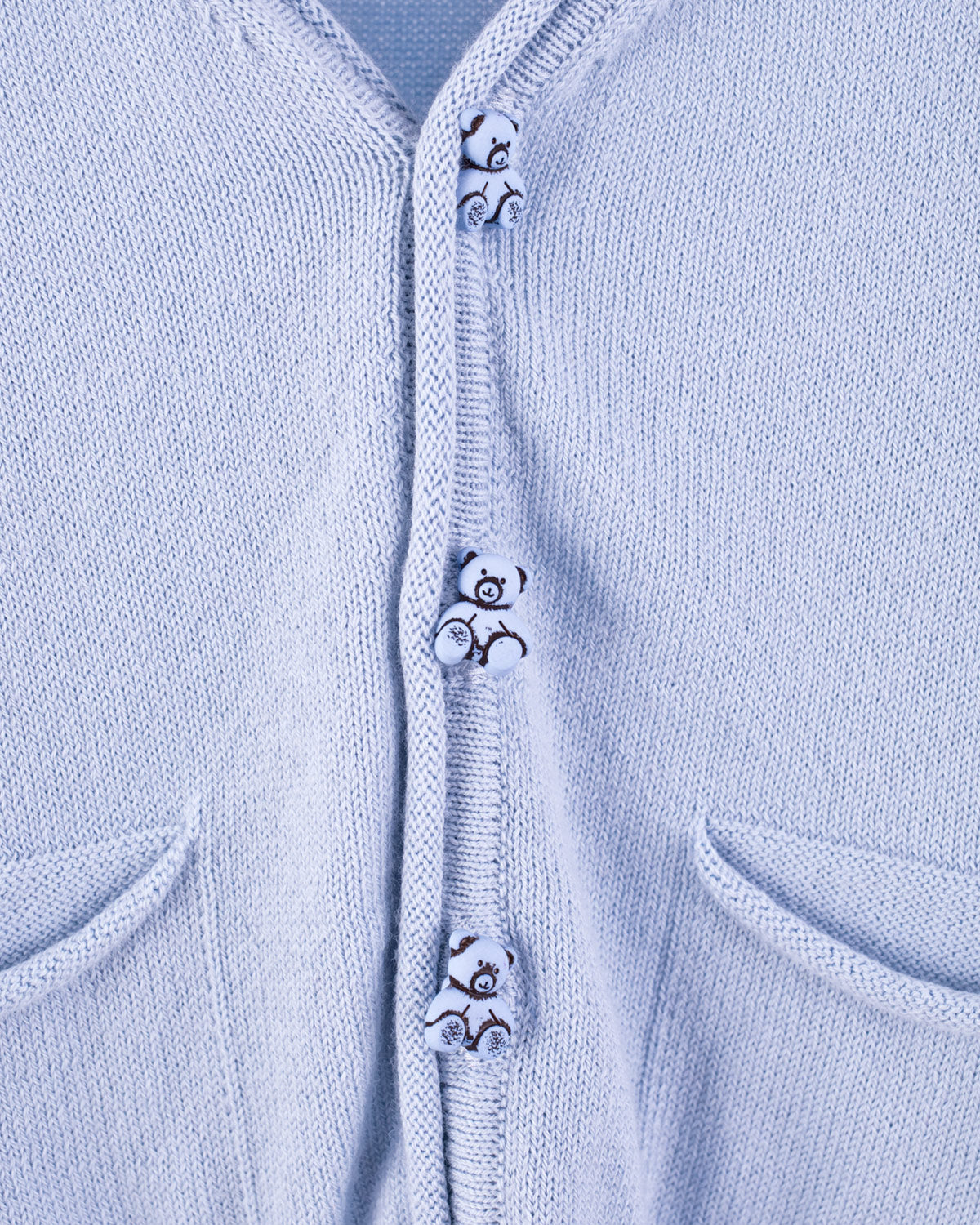 Victor Light Blue Cotton Cardigan with Bear Buttons - Sweater