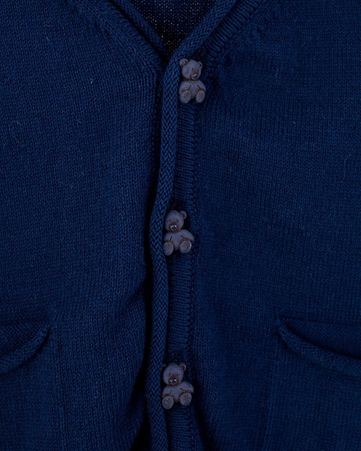 Victor Classic Navy Cotton Cardigan with Bear Buttons - Sweater