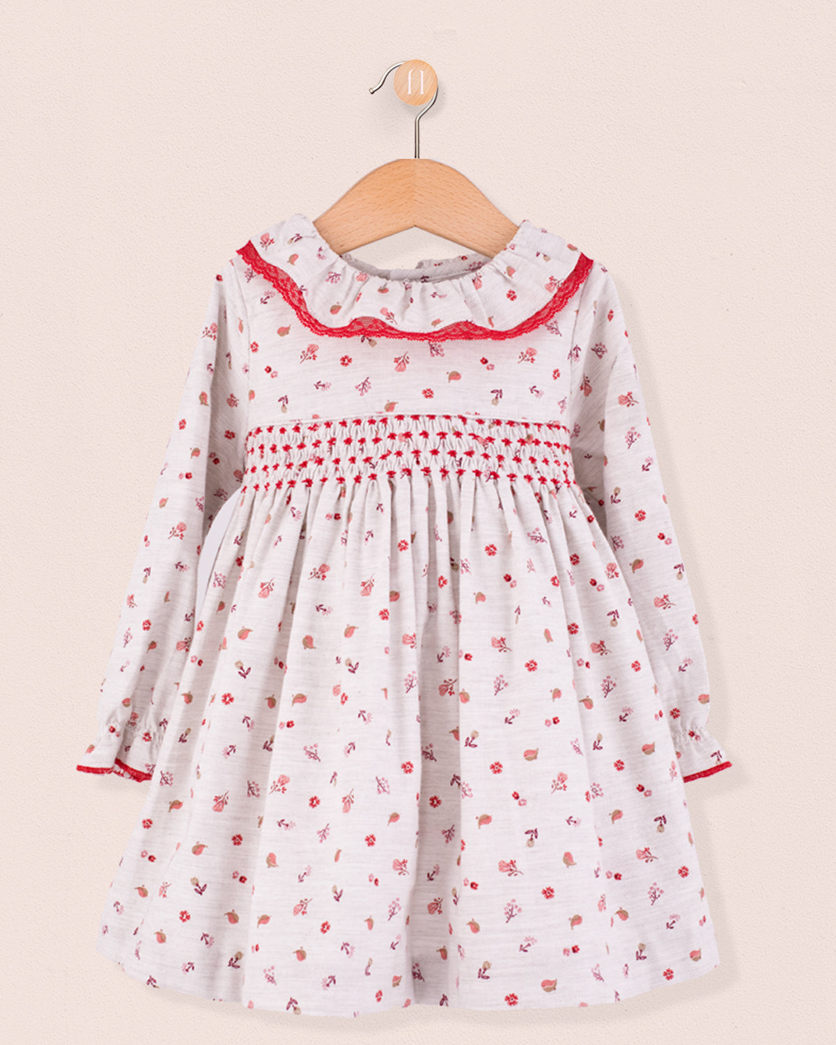 Victoria Red Snowflakes Smock - Baby Dress