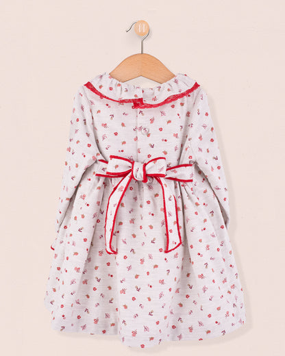 Victoria Red Snowflakes Smock - Baby Dress