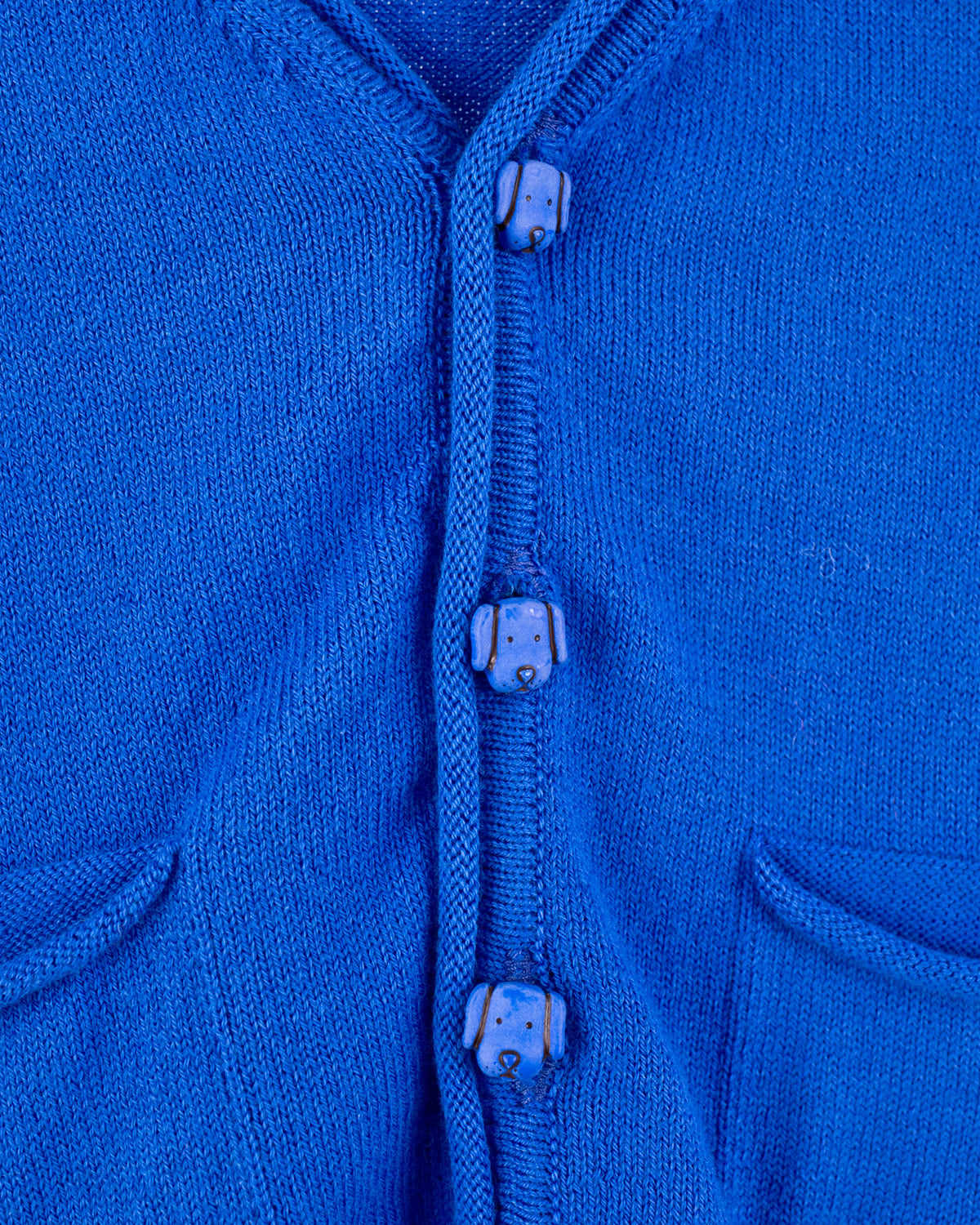 Victor Cerulean Cotton Cardigan with Doggy Buttons - Sweater