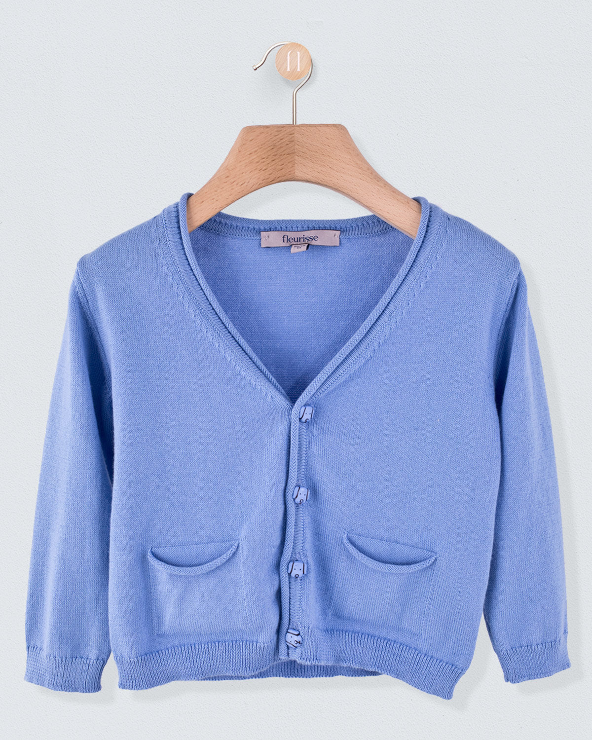 Victor Slate Blue Cotton Cardigan with Doggie Buttons - Sweater