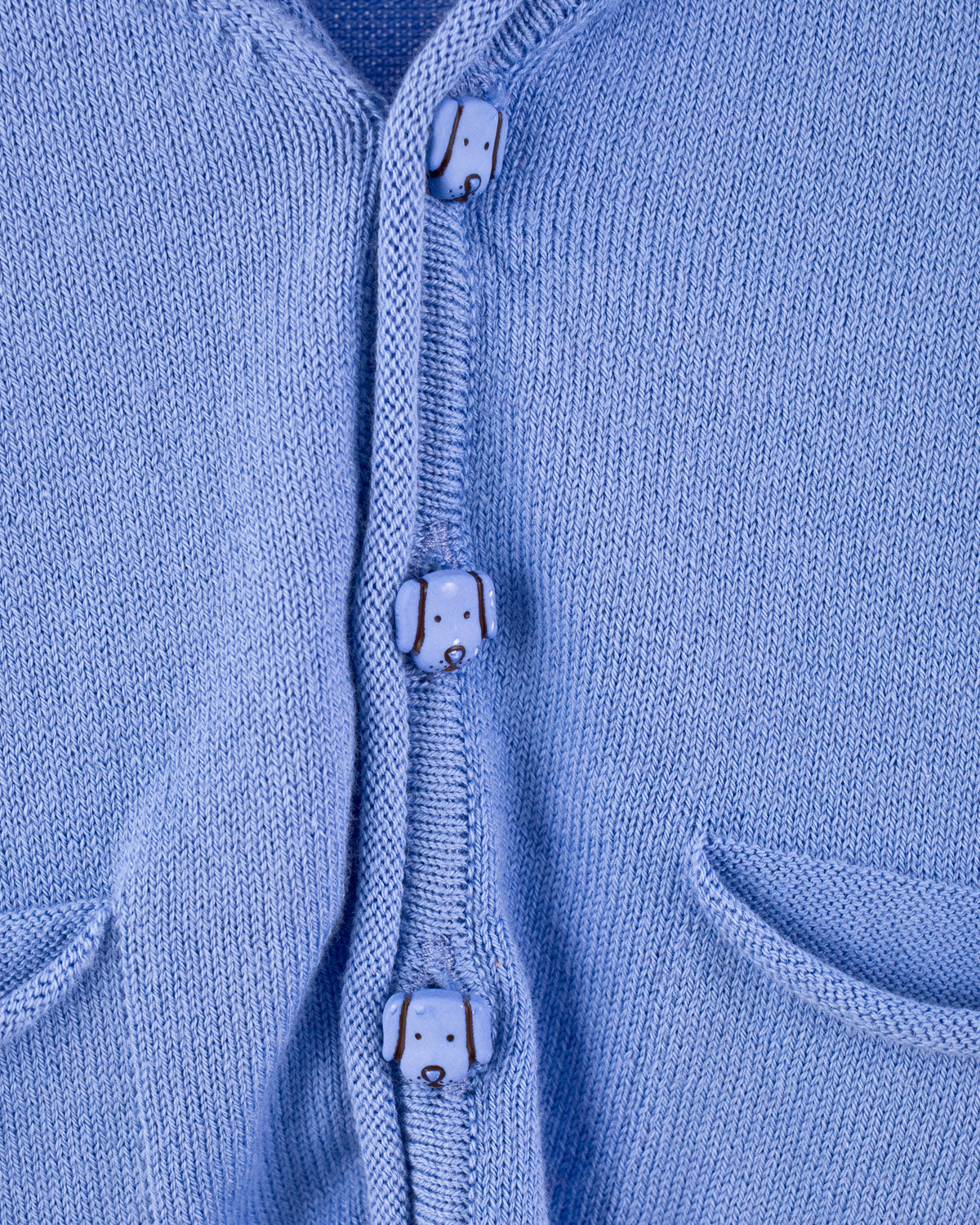 Victor Slate Blue Cotton Cardigan with Doggie Buttons - Sweater