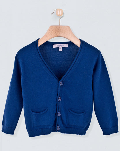Victor Summer Navy Cotton Cardigan with Bear Buttons - Sweater
