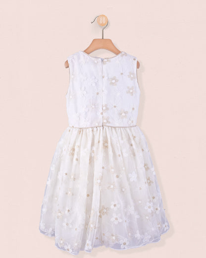 Vichy Gold Embroidered Tulle Dress - Dress