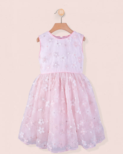 Vichy Pink Embroidered Tulle Dress - Dress
