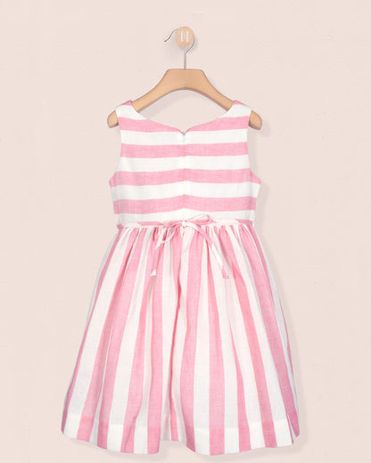 Vienna Italian Primrose Linen Stripe - Dress