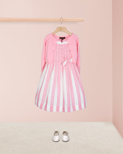 Vienna Italian Primrose Linen Stripe - Dress