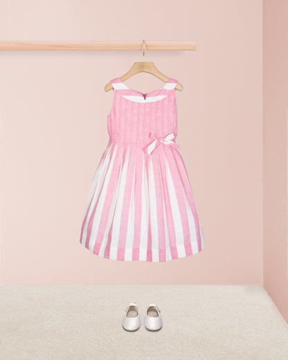 Vienna Italian Primrose Linen Stripe - Dress