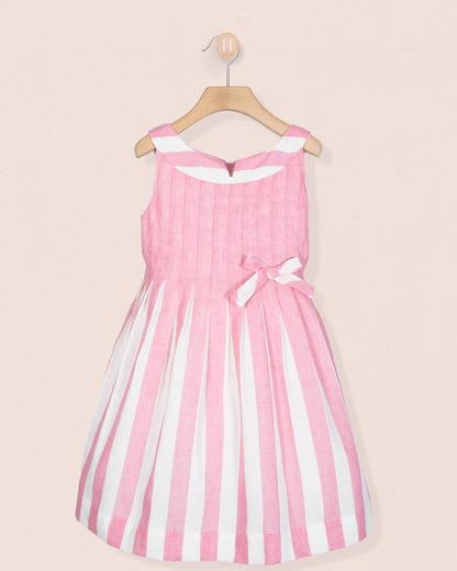 Vienna Italian Primrose Linen Stripe - Dress