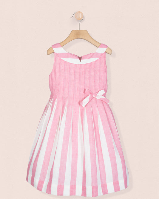 Vienna Italian Primrose Linen Stripe - Dress
