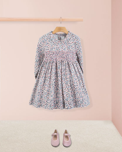 Violetta Belina Grey Floral - Smocked Dress