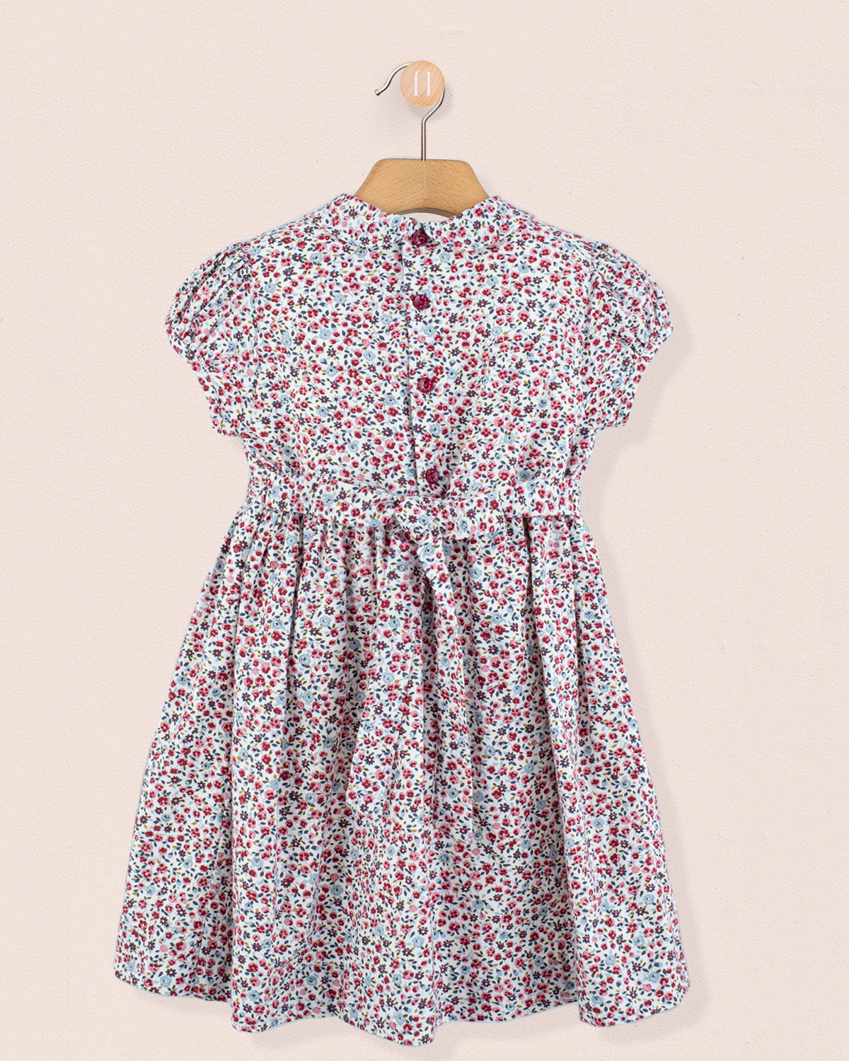 Violette Belina Burgundy Floral - Smocked Dress